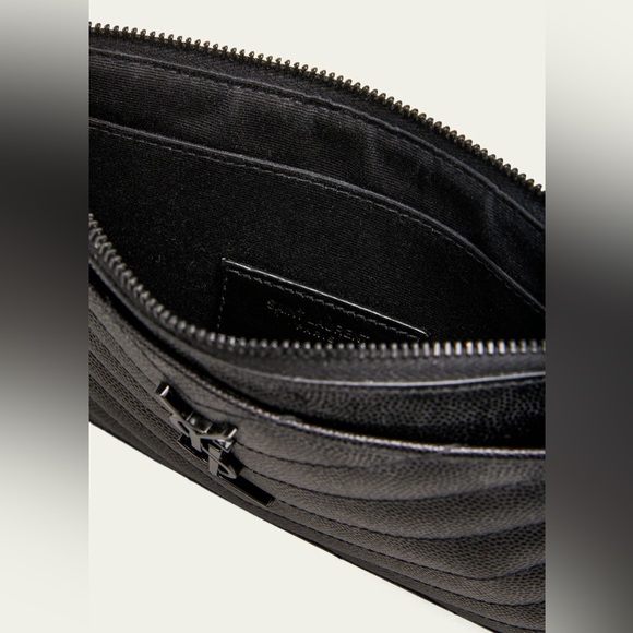 SAINT LAURENT Monogramme Quilted Calfskin Zip Pouch Black - Picture 6 of 15